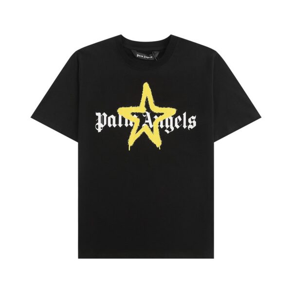 Camiseta Palm Angels Graffiti Star Negra y Amarillo