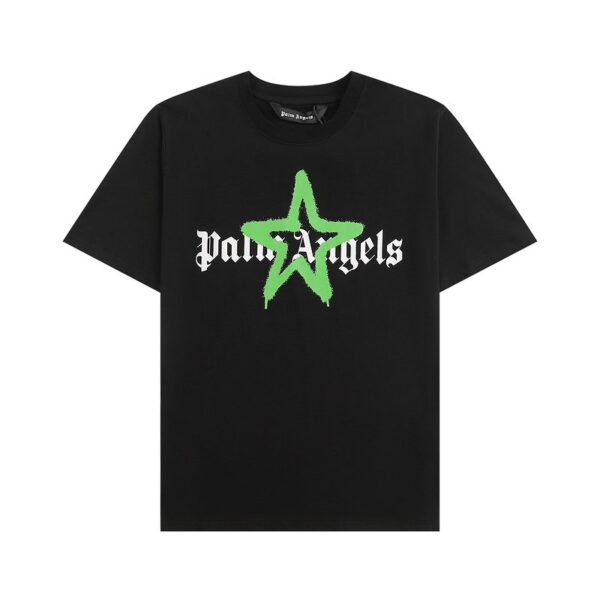 Camiseta Palm Angels Graffiti Star Negra y Verde