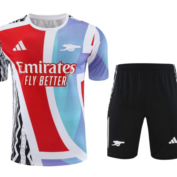 Conjunto de calentamiento Arsenal rojo azul cielo y cebra