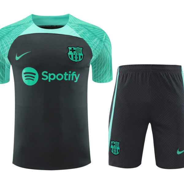 Conjunto de calentamiento FC Barcelona negro y turquesa