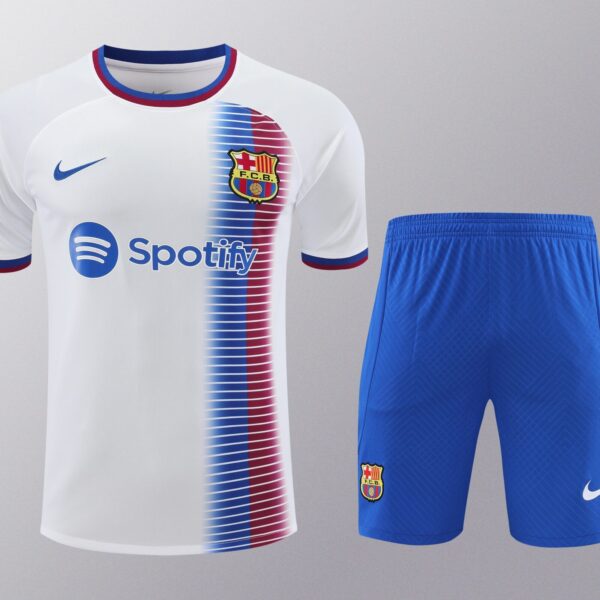 Conjunto de calentamiento FC Barcelona blanco azul y rojo