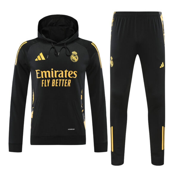 Conjunto manga larga Real Madrid negro y amarillo