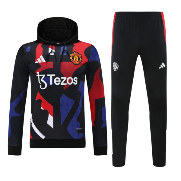 Conjunto manga larga Manchester United negro azul y rojo