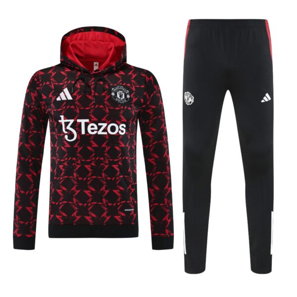 Conjunto manga larga Manchester United negro y rojo