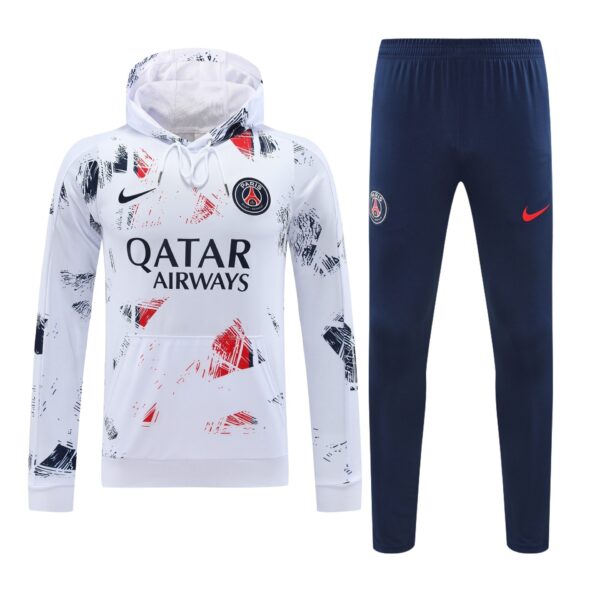 Conjunto manga larga PSG blanco azul y rojo efecto pintura