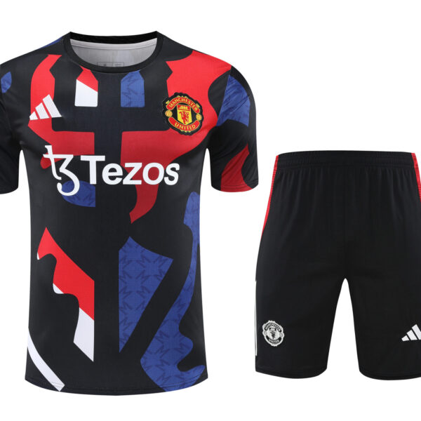 Conjunto de calentamiento Manchester United azul rojo y negro