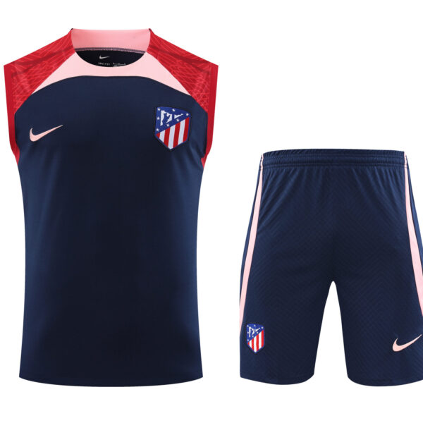 Conjunto tirantes Atlético de Madrid azul oscuro y rojo