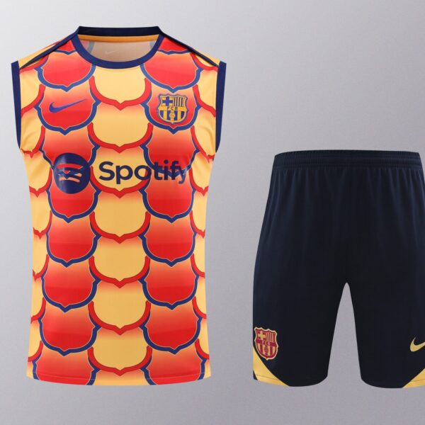 Conjunto tirantes FC Barcelona amarillo y naranja escudos