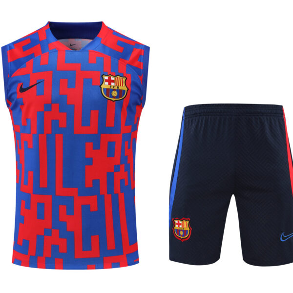 Conjunto tirantes FC Barcelona azul y rojo píxel