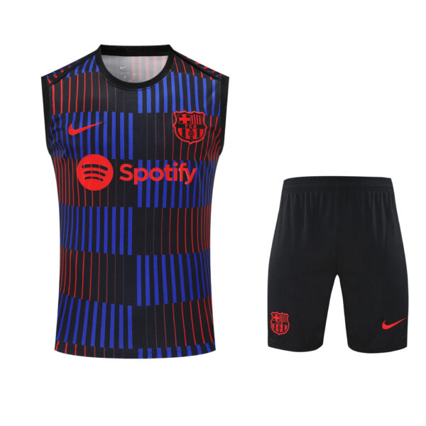 Conjunto tirantes FC Barcelona azul y rojo rayas