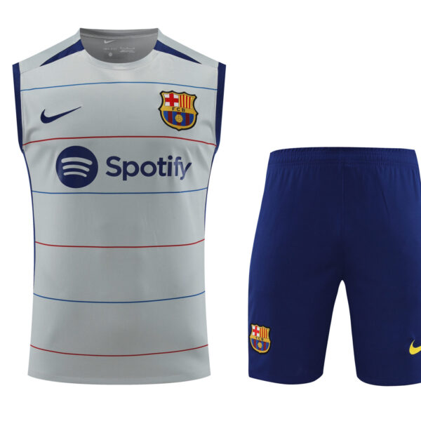 Conjunto tirantes FC Barcelona gris rayas