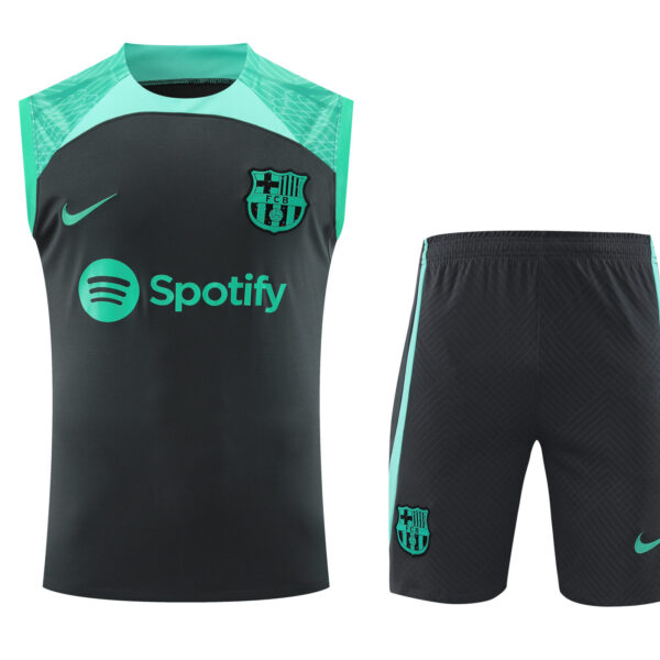 Conjunto tirantes FC Barcelona negro y azul claro