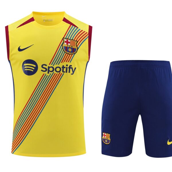 Conjunto tirantes FC Barcelona amarillo franja azul y roja