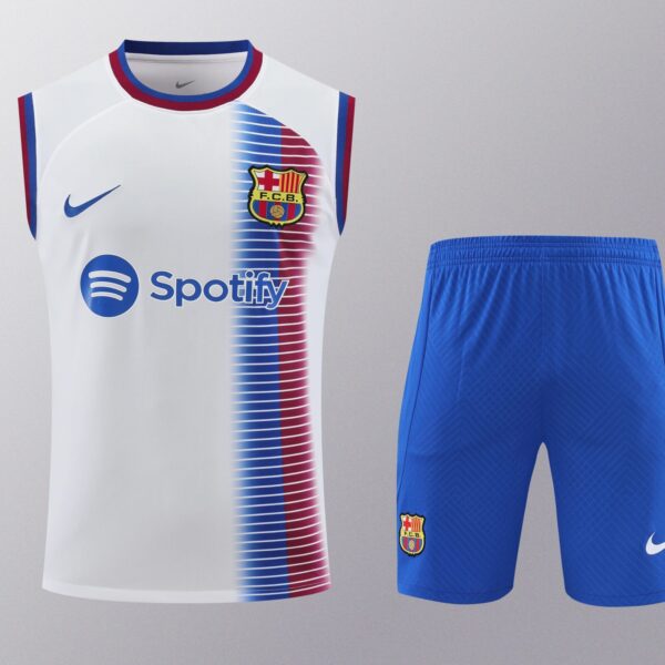 Conjunto tirantes FC Barcelona blanco franja azul y roja
