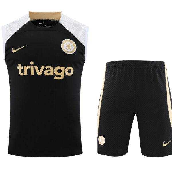 Conjunto tirantes Chelsea negro blanco y dorado