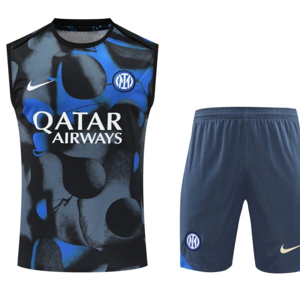 Conjunto tirantes Inter de Milán azul gris y negro manchas