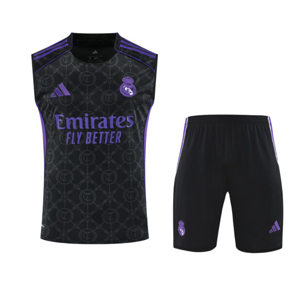Conjunto tirantes Real Madrid negro y morado