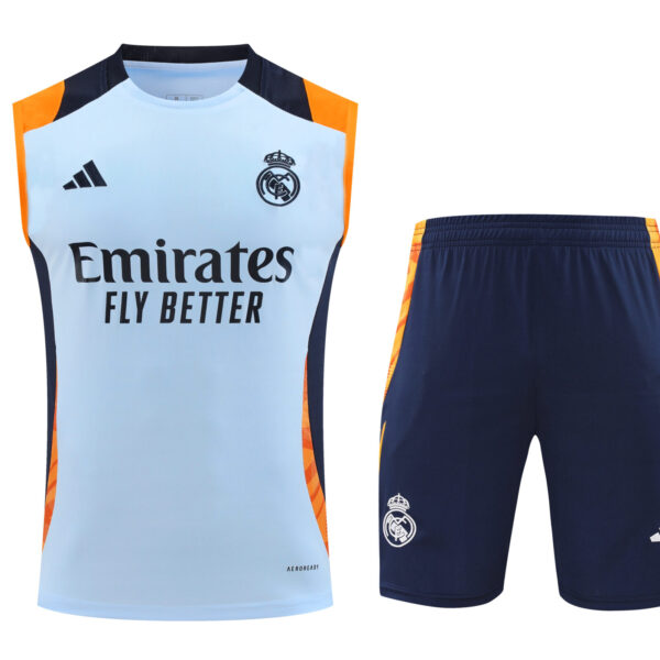 Conjunto tirantes Real Madrid blanco y naranja 2