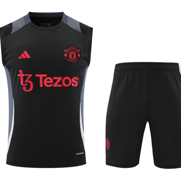 Conjunto tirantes Manchester United negro y gris