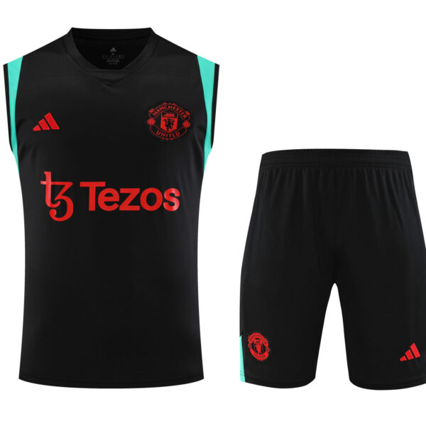 Conjunto tirantes Manchester United negro y azul claro