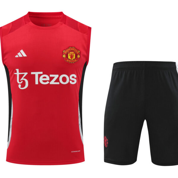 Conjunto tirantes Manchester United rojo y negro sponsor