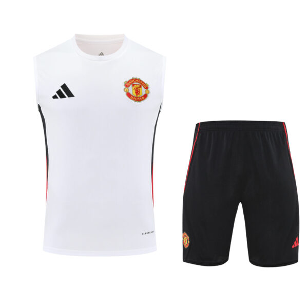 Conjunto tirantes Manchester United blanco negro y rojo