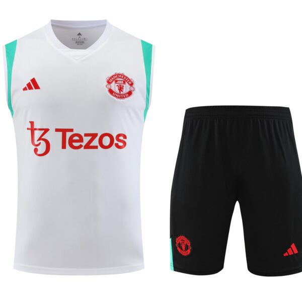 Conjunto tirantes Manchester United blanco y azul claro