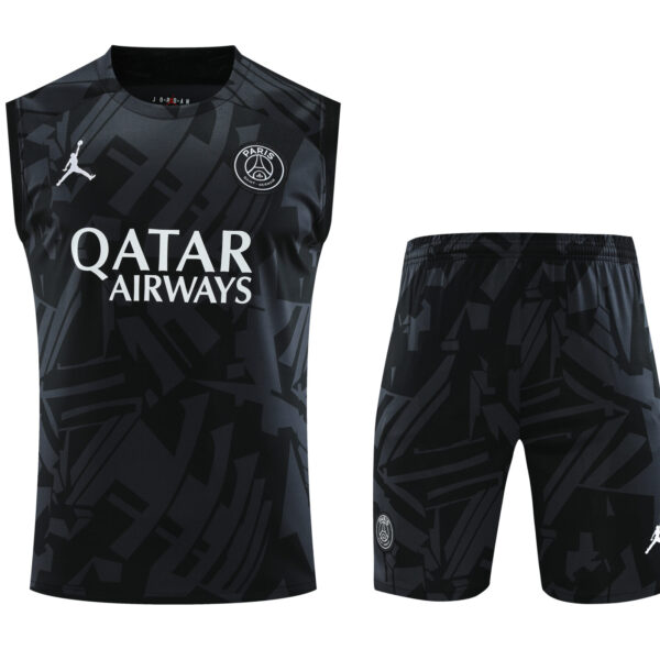 Conjunto tirantes PSG negro y gris oscuro