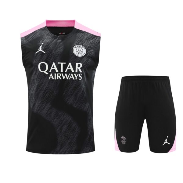 Conjunto tirantes PSG negro y rosa