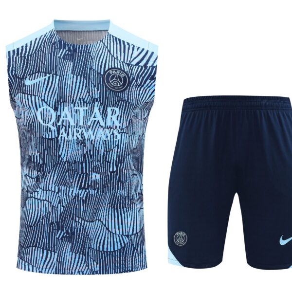 Conjunto tirantes PSG azul y negro rayas