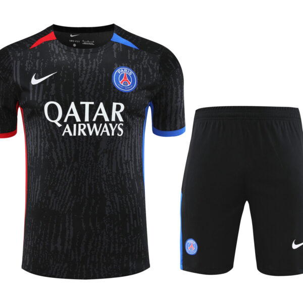 Conjunto de calentamiento PSG negro azul y rojo
